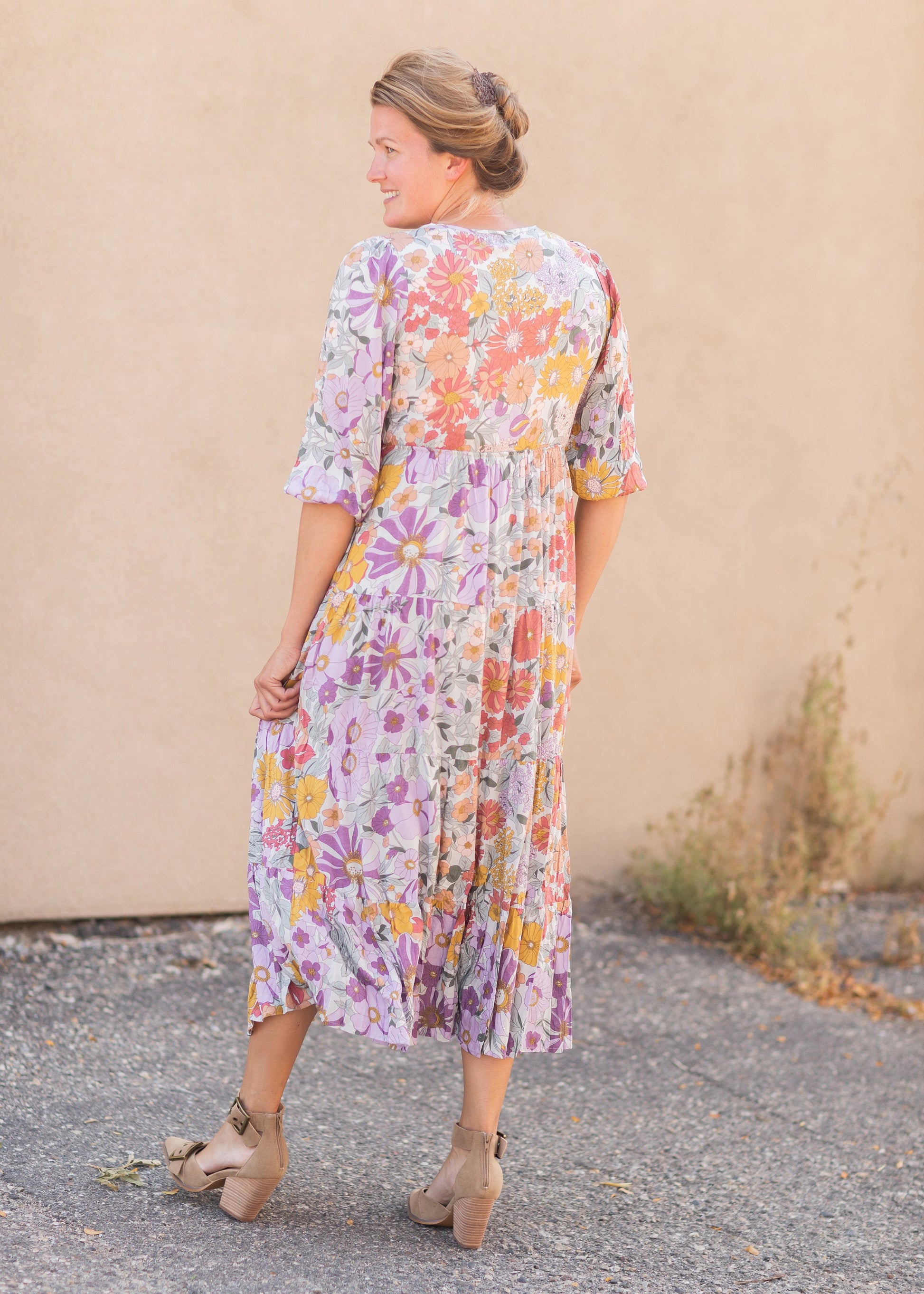 Crossover Smocked Bodice Floral Print Maxi Dress Dresses