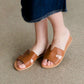 Slip on tan or white sandals