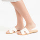 Slip on tan or white sandals