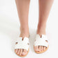 Slip on tan or white sandals