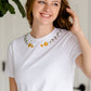 Dainty Floral Embroidered Tee Shirt - FINAL SALE Tops
