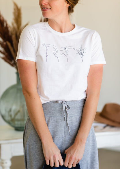 Dainty Wildflower White Graphic Tee - FINAL SALE Shirt