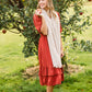 Dark Coral Ruffle Flare Midi Dress Dresses
