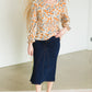Dark Denim A-Line Contrast Midi Skirt Skirts