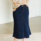Dark Denim A-Line Contrast Midi Skirt Skirts