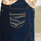 Dark Denim A-Line Contrast Midi Skirt Skirts