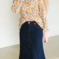 Dark Denim A-Line Contrast Midi Skirt Skirts