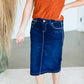 Dark Denim Stitched Midi Skirt - FINAL SALE Skirts