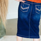 Dark Denim Stitched Midi Skirt - FINAL SALE Skirts