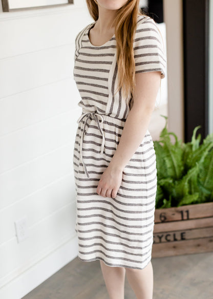 Dark Gray Striped Midi Dress - FINAL SALE Dresses