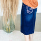 Dark Wash Raw Hem Midi Skirt - FINAL SALE Skirts