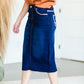 Dark Wash Raw Hem Midi Skirt - FINAL SALE Skirts
