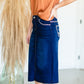 Dark Wash Raw Hem Midi Skirt - FINAL SALE Skirts