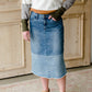 Denim Blocked Midi Jean Skirt - FINAL SALE Skirts