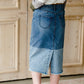 Denim Blocked Midi Jean Skirt - FINAL SALE Skirts