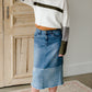 Denim Blocked Midi Jean Skirt - FINAL SALE Skirts