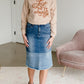 Denim Blocked Midi Jean Skirt - FINAL SALE Skirts