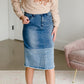 Denim Blocked Midi Jean Skirt - FINAL SALE Skirts