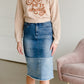 Denim Blocked Midi Jean Skirt - FINAL SALE Skirts