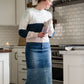 Denim Blocked Midi Jean Skirt - FINAL SALE Skirts