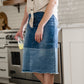 Denim Blocked Midi Jean Skirt - FINAL SALE Skirts