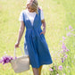 women's denim v neck button front dress