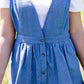women's denim v neck button front dress