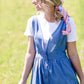 women's denim v neck button front dress