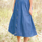 Denim Double Button Midi Skirt - FINAL SALE Skirts