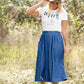 Denim Double Button Midi Skirt - FINAL SALE Skirts
