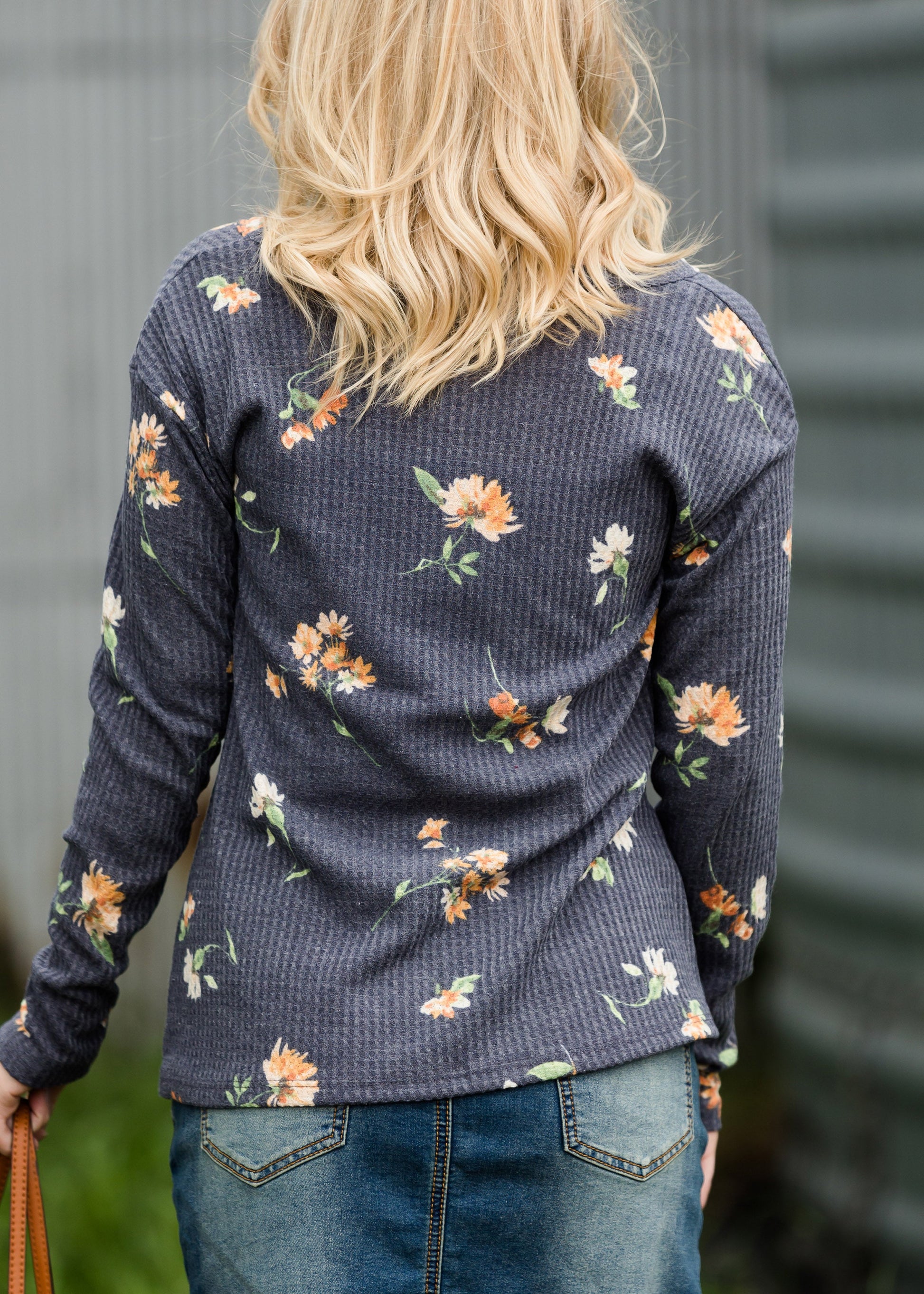 Denim Floral Print Top - FINAL SALE Tops
