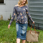 Denim Floral Print Top - FINAL SALE Tops