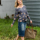 Denim Floral Print Top - FINAL SALE Tops