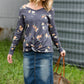 Denim Floral Print Top - FINAL SALE Tops