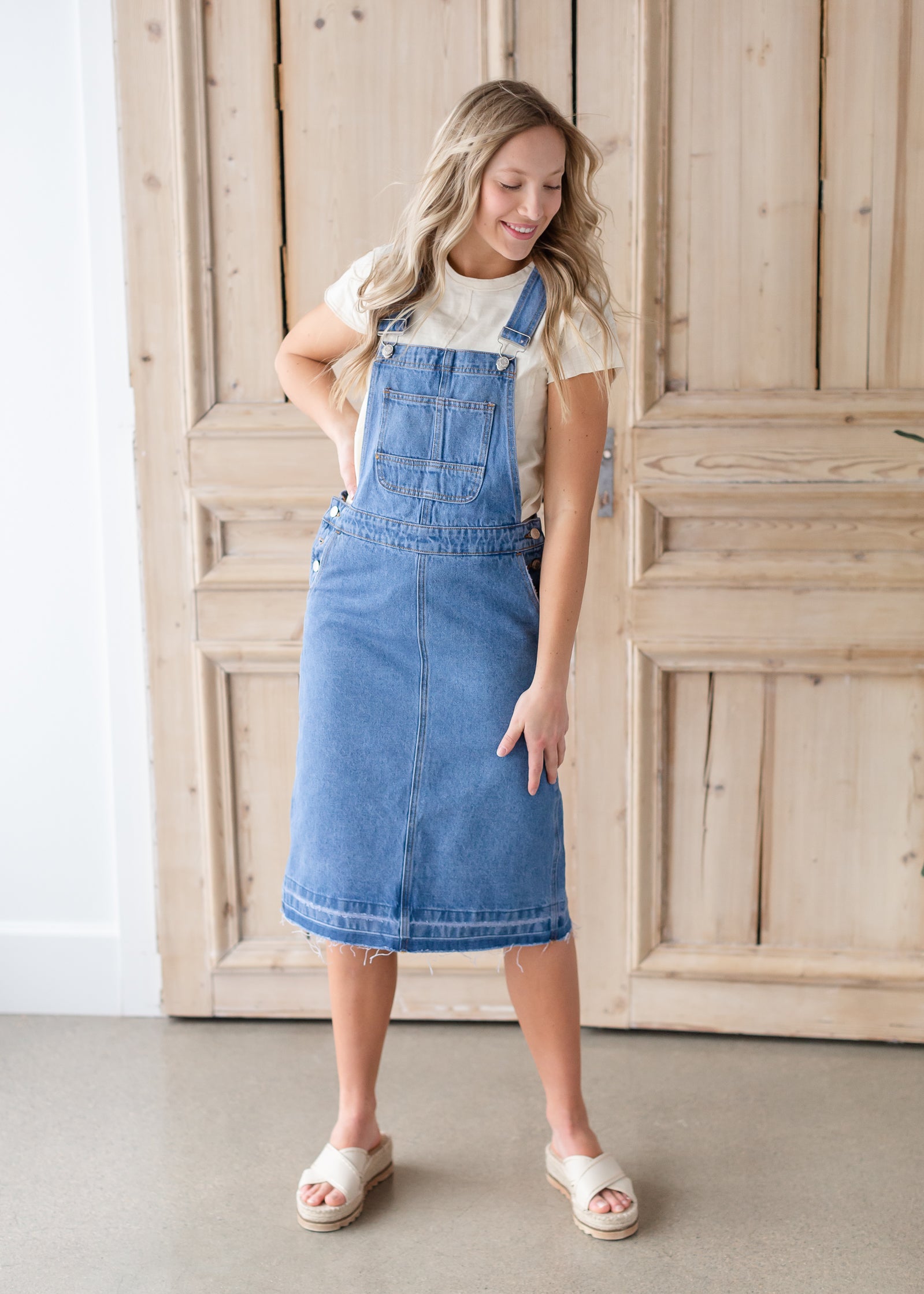 Buy Women Pinafore Dress Adjustable Straps Sleeveless Suspenders Tank Dress  with Pockets Loose Denim Overall Dress Dark Blue M at Amazon.in