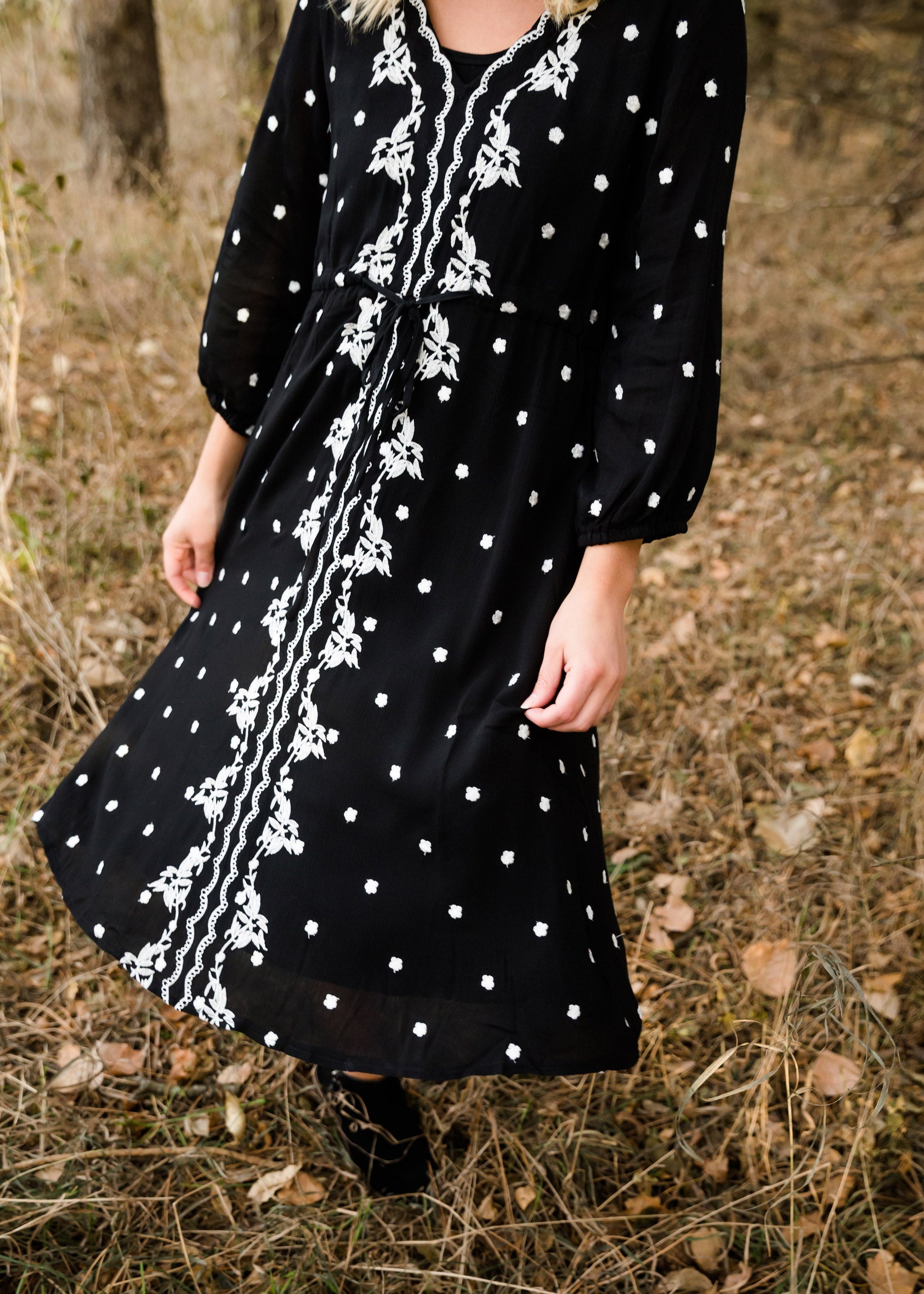 Detail Print Drawstring Midi Dress - FINAL SALE Dresses