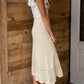 Detailed Oatmeal Stretch Waist Midi Skirt Skirts