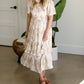 Detailed Smocked Bodice Tiered Midi Dress Dresses