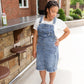 Distressed Classic Denim Overall Dress Dresses