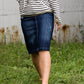 Distressed Dark Denim Midi Skirt Skirts