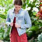 Modest women's light denim jean jacket