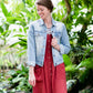 Modest women's light denim jean jacket