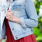 Modest women's light denim jean jacket