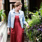 Modest women's light denim jean jacket