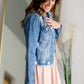 Distressed Denim Jean Jacket Shirt Risen