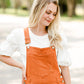 Distressed Orange Overall Midi Dress Dresses