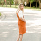 Distressed Orange Overall Midi Dress Dresses