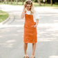 Distressed Orange Overall Midi Dress Dresses
