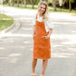 Distressed Orange Overall Midi Dress Dresses