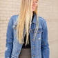 Distressed Wash Denim Jean Jacket Tops